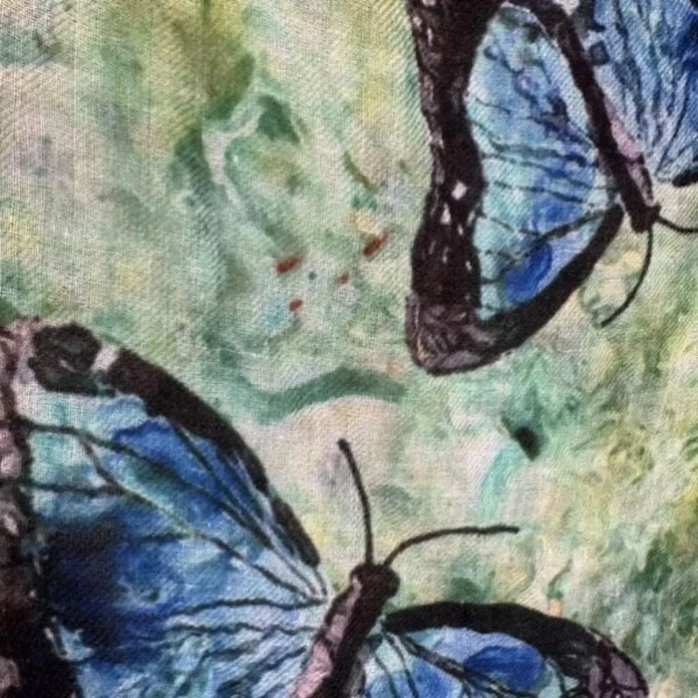 Vintage Y2K Women's Butterfly Floral Rectangular Wrap Scarf Multicolor One Size‎